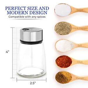 Salt Shaker or Pepper Shaker with Adjustable Pour Holes - Stainless Steel Spice Dispenser - Perfect for Pink Himalayan, Table Salt, Black and White Pepper