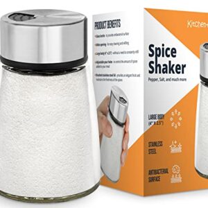 Salt Shaker or Pepper Shaker with Adjustable Pour Holes - Stainless Steel Spice Dispenser - Perfect for Pink Himalayan, Table Salt, Black and White Pepper