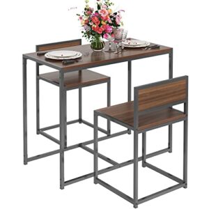 sogesfurniture 3-piece dining table set, wood square dining room table set, small kitchen table set for 2, breakfast table set, kitchen wooden table and 2 chairs for kitchen, dining room, outdoor bar