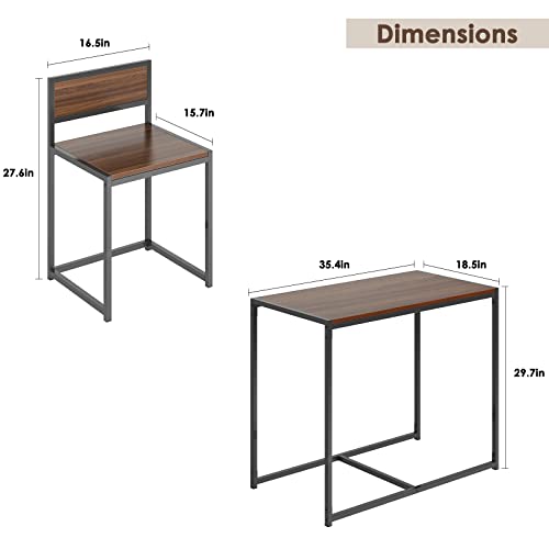 sogesfurniture 3-Piece Dining Table Set, Wood Square Dining Room Table Set, Small Kitchen Table Set for 2, Breakfast Table Set, Kitchen Wooden Table and 2 Chairs for Kitchen, Dining Room, Outdoor bar