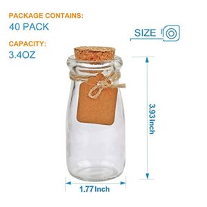 Ufrount 3.4oz Mini Yogurt Mason Jar,Small Glass Decorative Bottles With Cork Lids,Set of 40,Great for Wedding Favor,DIY Projects