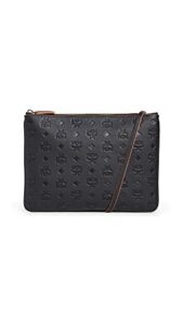 mcm women’s leather pouch, black, one size