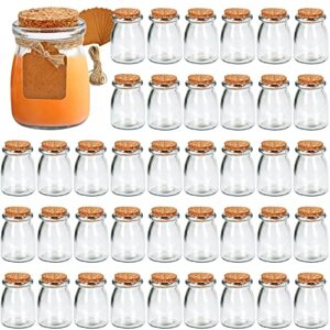 ufrount small glass decorative bottles with cork lids,3.4oz mini yogurt mason jar,set of 40,great for wedding favor,diy projects.