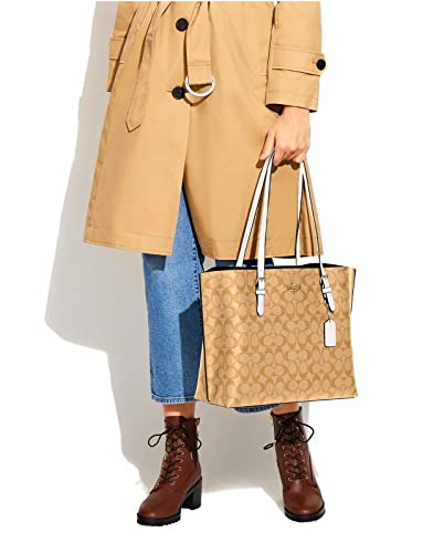 COACH MOLLIE TOTE IN SIGNATURE CANVAS, 1665, KHAIKI CHALK