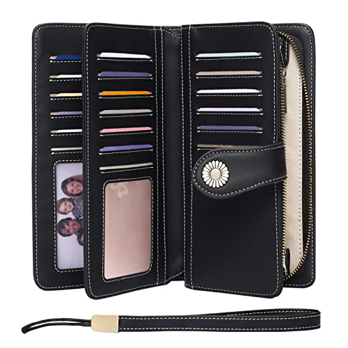 FALAN MULE Women's Wallet Genuine Leather RFID Blocking Large Capacity Trifold Ladies Wallet