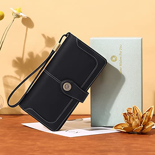 FALAN MULE Women's Wallet Genuine Leather RFID Blocking Large Capacity Trifold Ladies Wallet