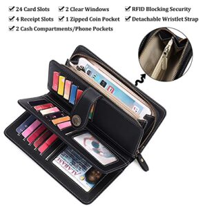 FALAN MULE Women's Wallet Genuine Leather RFID Blocking Large Capacity Trifold Ladies Wallet