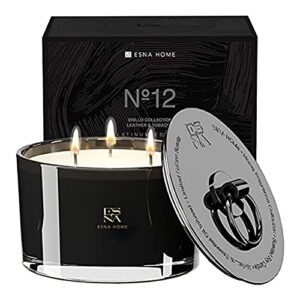 esna home luxury natural soy scented 3 wicks candle | 19.4oz 110 hours long burn candles for home scented | lemon grass essential oil couples | aromatic candle premium ideas for mom she’ll simply love