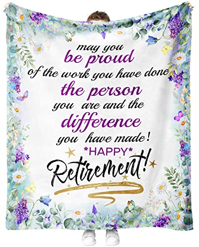 Retirement Gifts for Women Men 2021 Happy Retirement Ultra-Soft Throw Blankets Flannel Blanket for Bedding Sofa (Retirement 1, 60"x50")