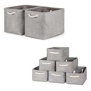 Bidtakay Baskets Set Fabric Storage Bins-Grey Bundled Baskets of 2 Large Baskets 16" X 11.8" X 11.8" + 6 Small Baskets 11.8" X 7.8" X 5"