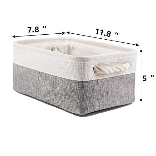 Bidtakay Baskets Set Fabric Storage Bins-White&Grey Bundled Baskets of 2 Large Baskets 16" X 11.8" X 11.8" + 6 Small Baskets 11.8" X 7.8" X 5"