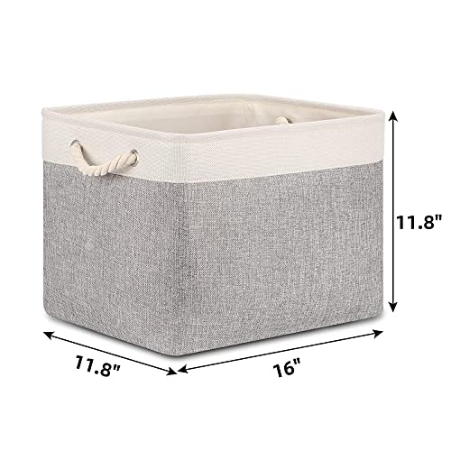 Bidtakay Baskets Set Fabric Storage Bins-White&Grey Bundled Baskets of 2 Large Baskets 16" X 11.8" X 11.8" + 6 Small Baskets 11.8" X 7.8" X 5"