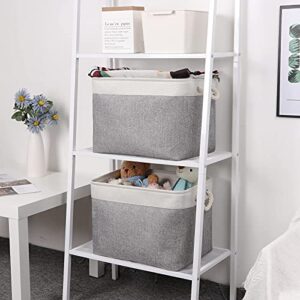 Bidtakay Baskets Set Fabric Storage Bins-White&Grey Bundled Baskets of 2 Large Baskets 16" X 11.8" X 11.8" + 6 Small Baskets 11.8" X 7.8" X 5"