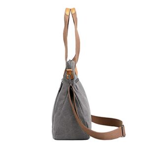 Women's Canvas Tote Handbags Vintage Casual Shoulder Work Bag Crossbody Purses (Black) One Size