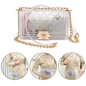 YING YUMEI Semi Clear Purse Stadium approved,Clear Crossbody Bag, Small Clear Gameday Clutch Cute Shoulder Jelly Handbag