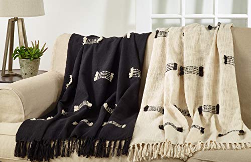 SARO LIFESTYLE Fringe Line Throw Blanket