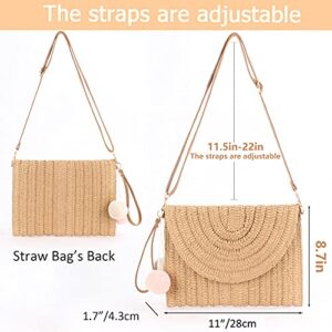 Dailyacc Straw Shoulder Bag For Women Woven Purse Summer Beach Envelope Clutch Straws Wallet