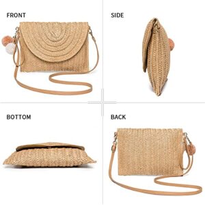 Dailyacc Straw Shoulder Bag For Women Woven Purse Summer Beach Envelope Clutch Straws Wallet