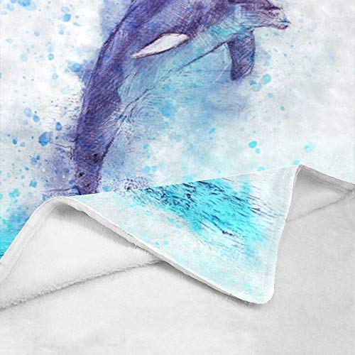 CUXWEOT Custom Blanket with Name Text,Personalized Dolphin Super Soft Fleece Throw Blanket for Couch Sofa Bed (50 X 60 inches)