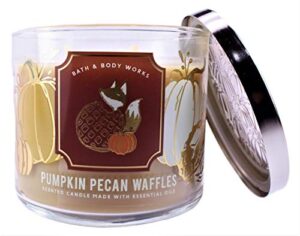 white barn bath and body works pumpkin pecan waffles 3 wick scented candle 14.5 ounce