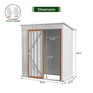 QSSLLC Storage Shed 5FT x 3FT Outdoor Shed with Lockable Door, Shed Kit for Backyard, Patio, Lawn, White