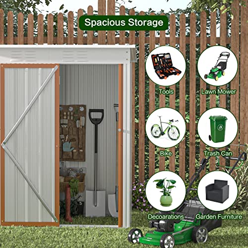 QSSLLC Storage Shed 5FT x 3FT Outdoor Shed with Lockable Door, Shed Kit for Backyard, Patio, Lawn, White