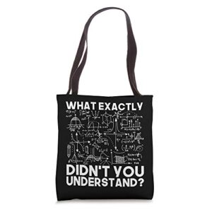 funny science gift idea physicist math physics tote bag