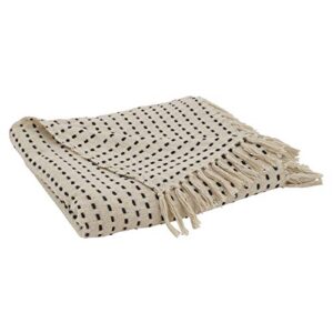 SARO LIFESTYLE Stitched Line Throw, Ivory, 50"" x60 (TH818.I5060)