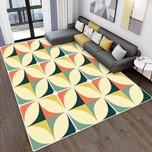 mjkiodpev area rugs 60’s & 70’s retro seamless pattern vintage style mid century modern non-slip stain resistant carpet abstract mat indoor/outdoor pad home decor, multicolor, 63wx94l”