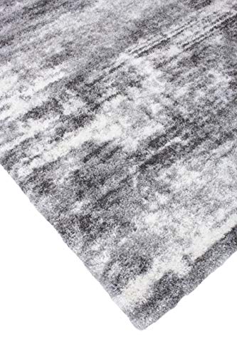 NOORI RUG - Premium & Luxury Imported - Lux Madison Machine Made High Pile Abstract - Rectangle - Charcoal - Grey - 10' x 14', Bedroom, Dining Room