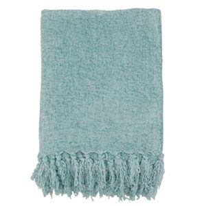 saro lifestyle chenille throw with fringed edge, aqua, 50″” x 60″”” (th110.a5060)