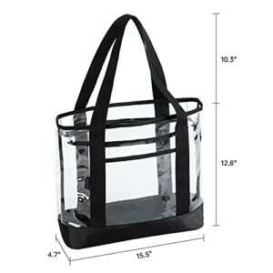 BORMELUN Clear Totes Bag Women - Large Work Transparent Shoulder Handbag Black