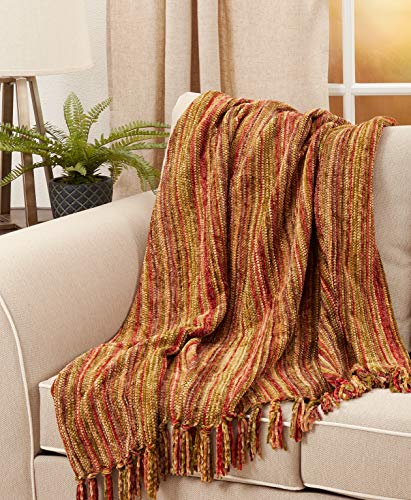 SARO LIFESTYLE Multicolor Chenille Throw Blanket, TH112.M5060, Multi, 50"" x 60"""