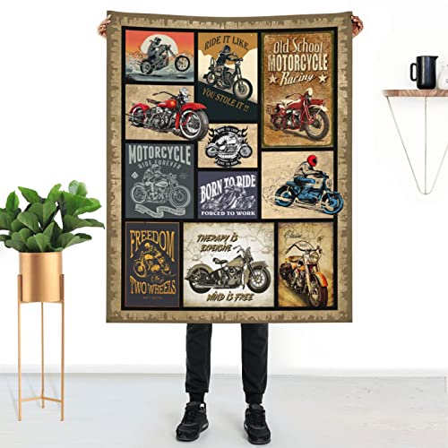 Motorcycle Gifts for Men and Women Throw Blanket for Couch Sofa Bed Plush Throw Fleece Blanket Soft Cozy Bedding for Kids and Adults Bedroom 50x40 Inch