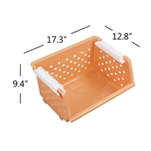 Lesbin 4-Pack Plastic Stackable Storage Baskets, Colored Stacking Bin