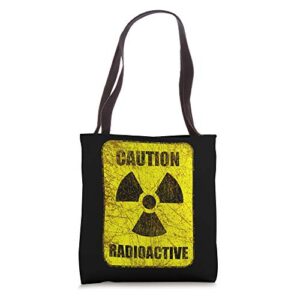 caution radioactive radiation hazard nuclear sign tote bag