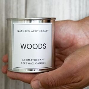 Unwind (Patchouli & Cedarwood) Aromatherapy Hand-Poured Beeswax Candle - All-Natural, Smokeless, Cleans Air, Non-Toxic, Non-Polluting, Non-Allergenic, Made in USA