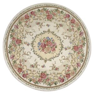 TEALP Rustic Floral Area Rugs for Swivel Chair ,Non Slip Doormat Living Room Rug Washable Rose Design Floor Rugs 39.3''Round