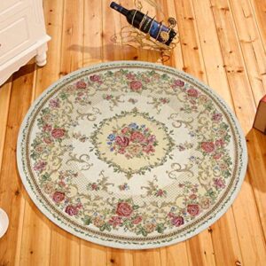 TEALP Rustic Floral Area Rugs for Swivel Chair ,Non Slip Doormat Living Room Rug Washable Rose Design Floor Rugs 39.3''Round