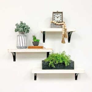 del hutson designs industrial grace simple shelves, 3-piece set (white, 16″, 20″, 24″)