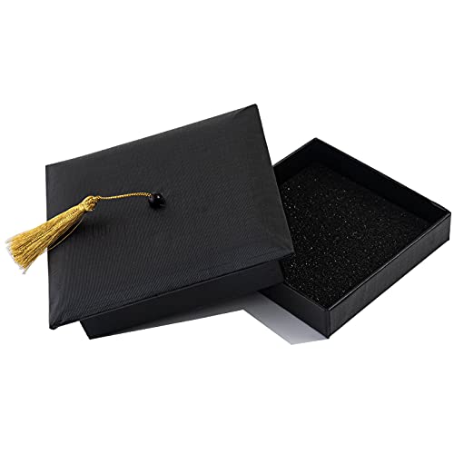 Graduation Gift Box.Cards Box For Son Daughter Children, Or Friendship and Teachers Doctoral Cap Shaped with Yellow Tassel For Congrats Graduation Ceremony Party, Jewelry Keychain Present Box