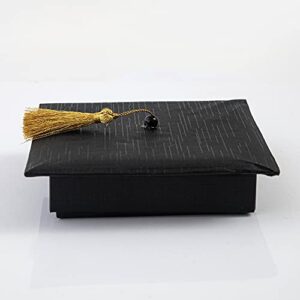 Graduation Gift Box.Cards Box For Son Daughter Children, Or Friendship and Teachers Doctoral Cap Shaped with Yellow Tassel For Congrats Graduation Ceremony Party, Jewelry Keychain Present Box