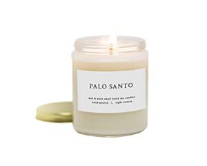 wax & wane palo santo modern scented candle – 8 oz soy candles gifts for women for home décor, 40+ hours long lasting scented candles handmade in the usa from 100% natural soy wax
