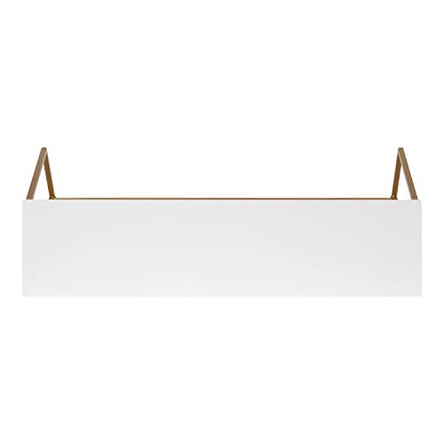 Kate and Laurel Brost Glam Wall Shelf, 22 x 8 x 10.25, White and Gold, Modern Geometric Floating Shelves for Wall