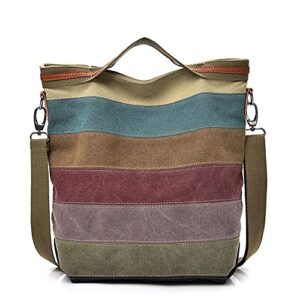 rourou hobo tote bag for women top handle shoulder bag multi color canvas crossbody bag large capacity handbag casual purse