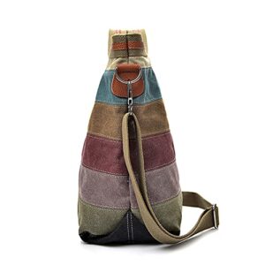 ROUROU Hobo Tote Bag for Women Top Handle Shoulder Bag Multi Color Canvas Crossbody Bag Large Capacity Handbag Casual Purse