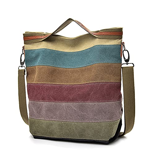 ROUROU Hobo Tote Bag for Women Top Handle Shoulder Bag Multi Color Canvas Crossbody Bag Large Capacity Handbag Casual Purse