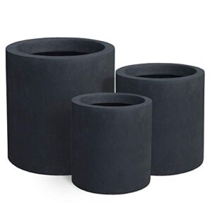 kante 9.8″,12.6″,15.7″ diaconcrete outdoor modern cylindrical planters set of 3, charcoal