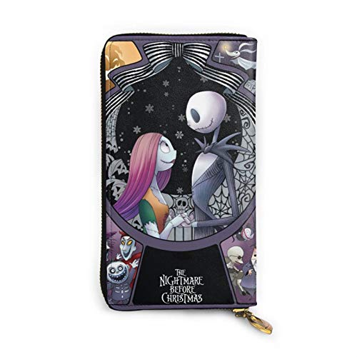 Nightmare Before Christmas Purse Gifts Womens Small Wallet Ladies Wristlet Clutch RFID Blocking Genuine Leather Zip Purse