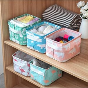 MinoMia 4 Pack Canvas Storage Basket Bins, Home Decor Organizers Bag for Adult Makeup, Baby Toys liners, Books (4 pack, Flamingo & Bear)